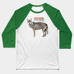 Endangered Grey Wolf Baseball T-Shirt